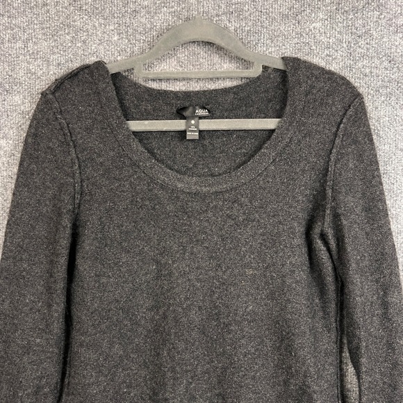 AQUA Cashmere Gray Long Sleeve Crew Neck Pullover Sweater - Women's Size S - Picture 3 of 8